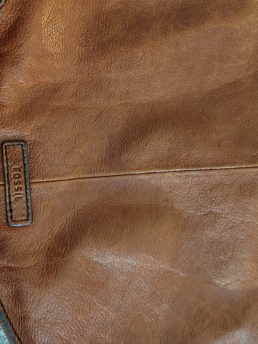 Vintage Fossil Classic Two-Tone Leather Saddle Bag - Black and Brown